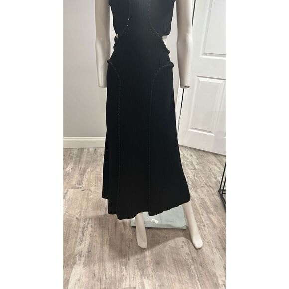 Aje Sculptra Arp Black Cut-Out Midi Dress Size Medium - Picture 8 of 11